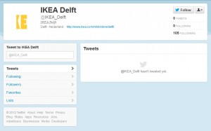 Lege twitterpagina van IKEA Delft, september 2012
